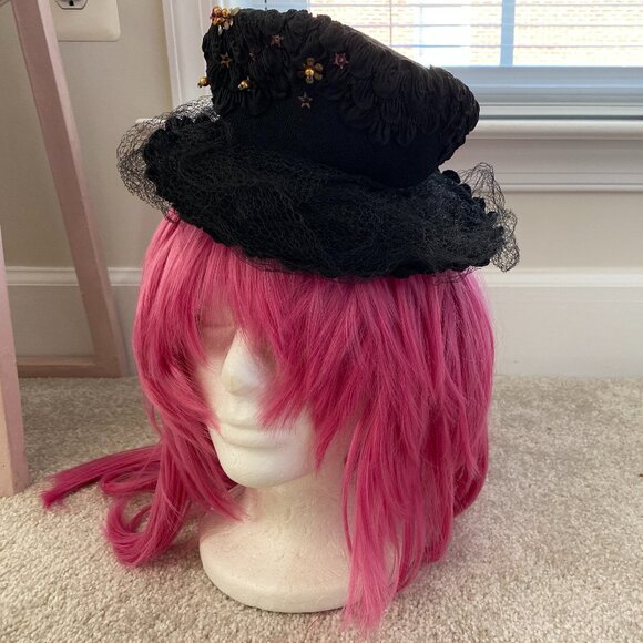 1940s Black Mini Top Hat Fascinator – Old Hollywood Glam main image 6